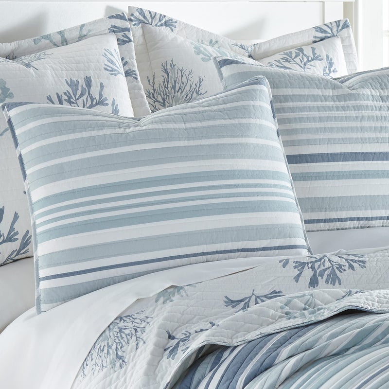 Levtex Home - Truro Quilt Set - Full/Queen Quilt + Two Standard Pillow Shams - Stripe in Shades of Blue - Quilt Size (88x92in.) and Pillow Sham Size (26x20in.) - Reversible - Cotton - Image 3